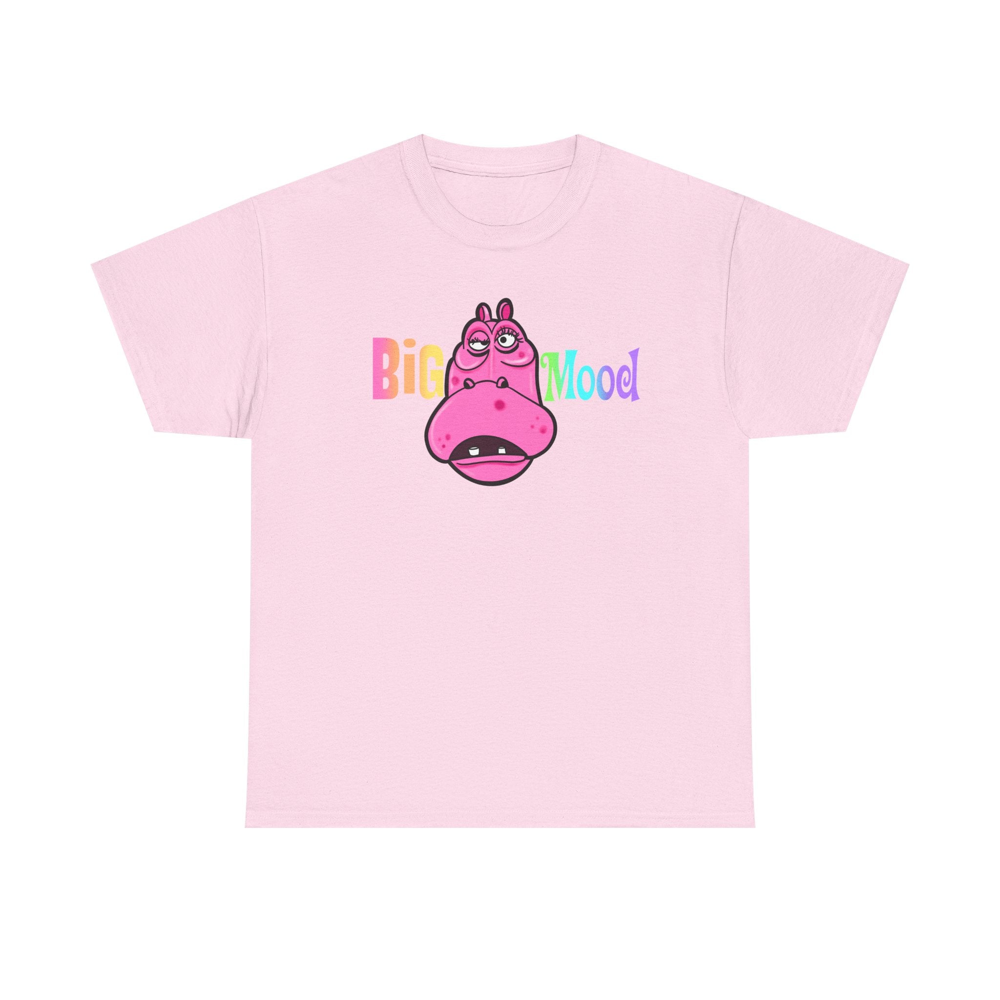 Big Mood Pink Hippo T‑Shirt — Funny Cute Graphic Tee