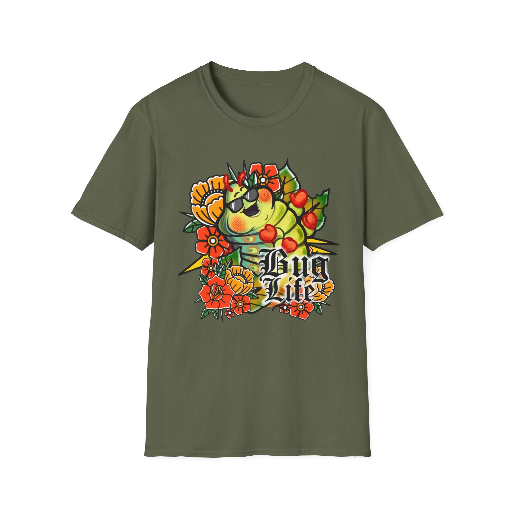 T-Shirt — 'Bug Life' Sunny Caterpillar Floral Graphic Tee