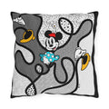 Pop Art Outdoor Pillow — Retro Black & White Cartoon Patio Cushion