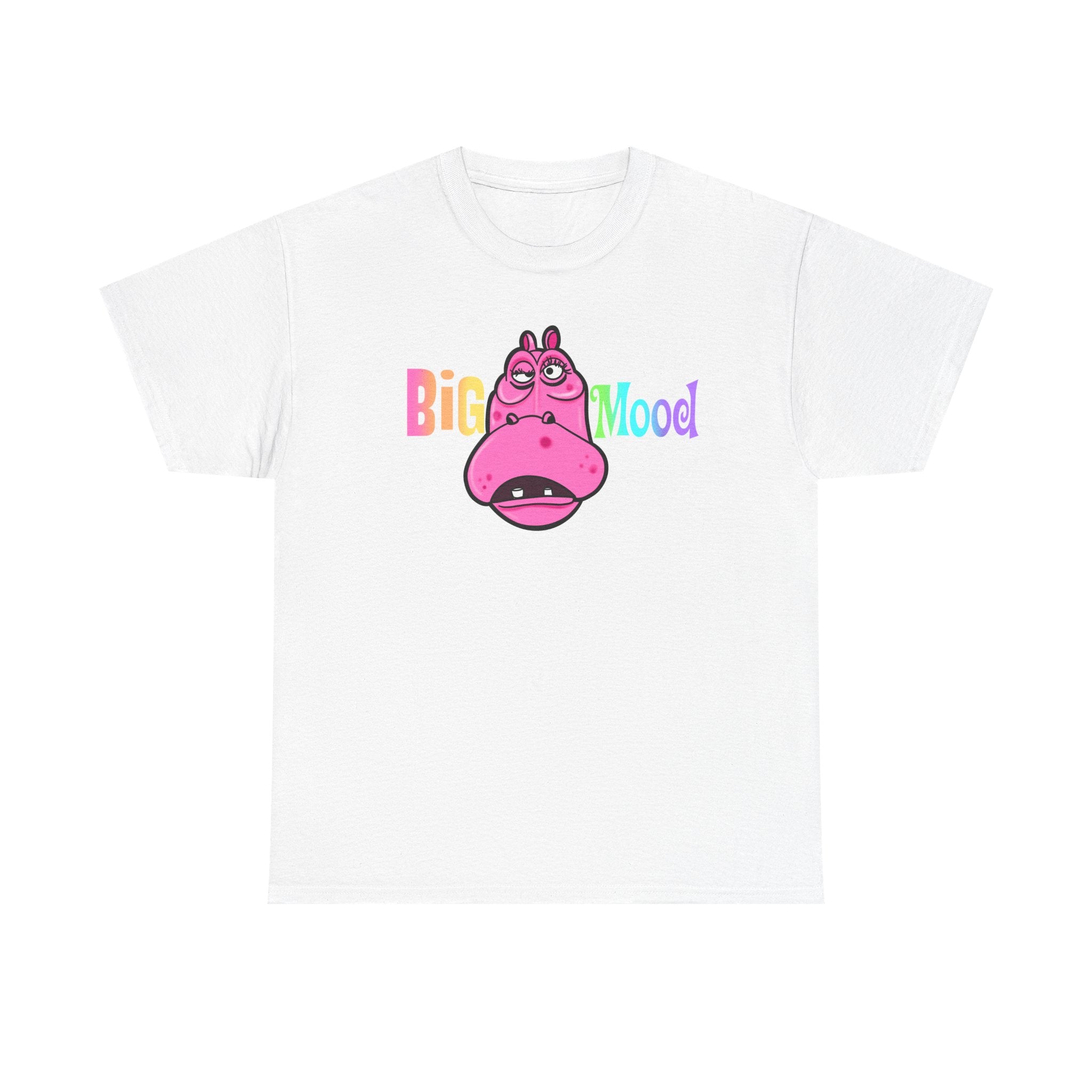 Big Mood Pink Hippo T‑Shirt — Funny Cute Graphic Tee