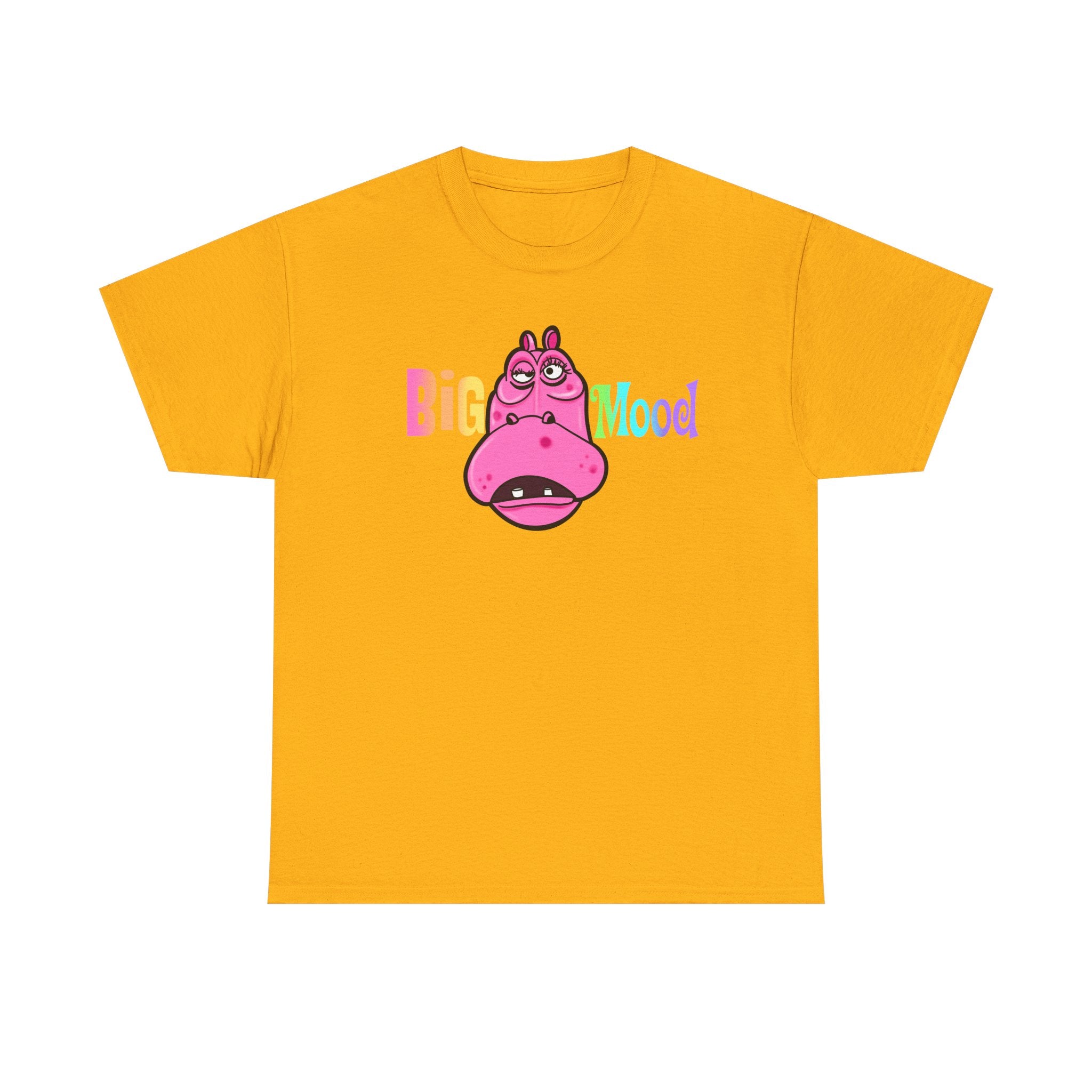 Big Mood Pink Hippo T‑Shirt — Funny Cute Graphic Tee