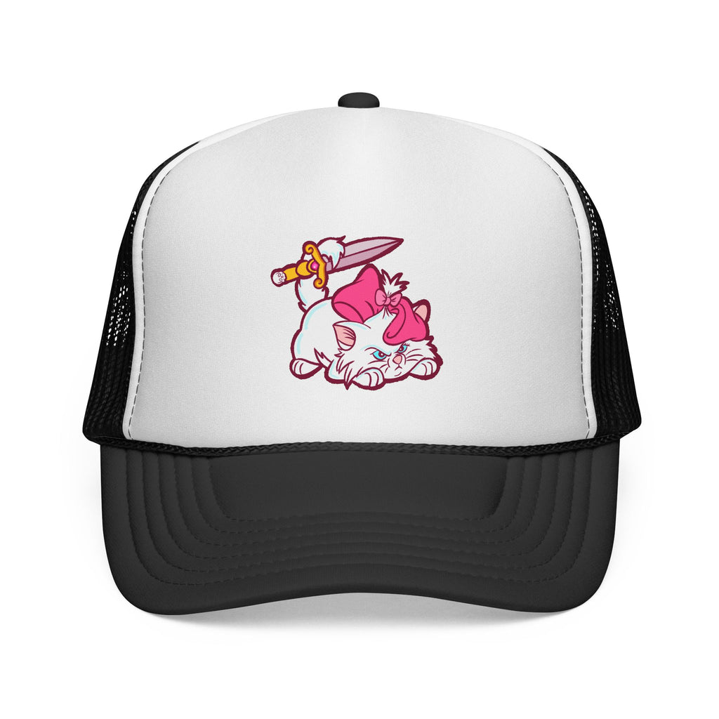 Pink Kitty Trucker Cap — Cute Cat with Bow Embroidered Trucker Hat