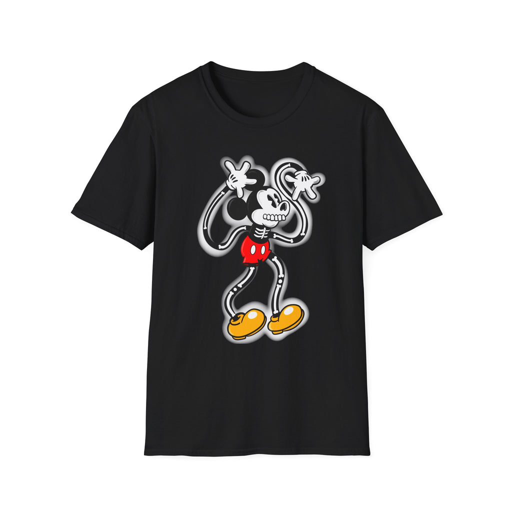 Skull Mouse Graphic T-Shirt — Retro Cartoon Skeleton Tee