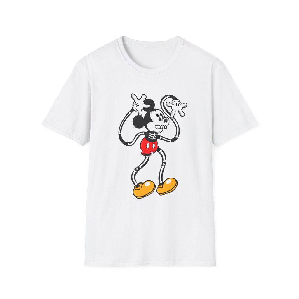 Skull Mouse Graphic T-Shirt — Retro Cartoon Skeleton Tee