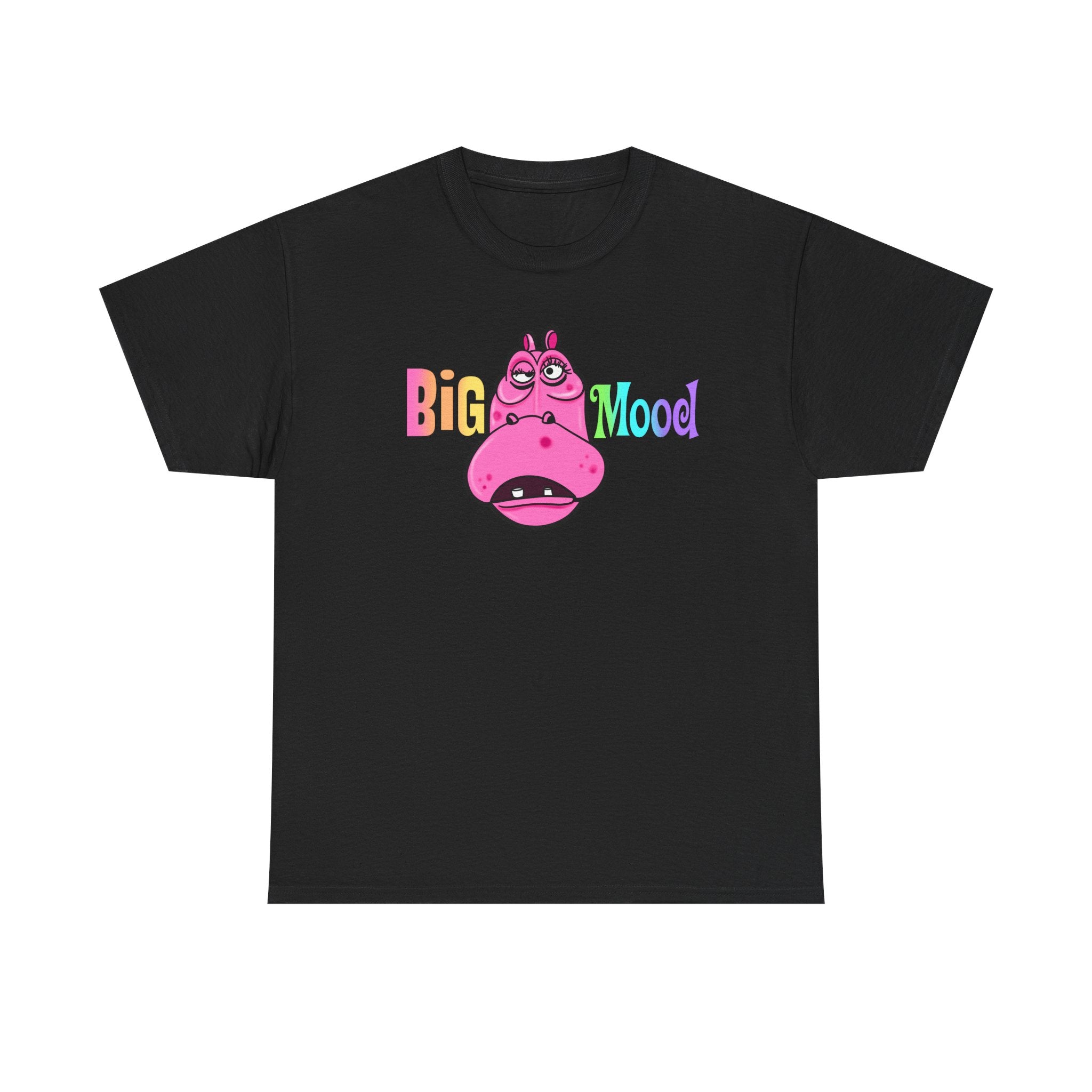 Big Mood Pink Hippo T‑Shirt — Funny Cute Graphic Tee